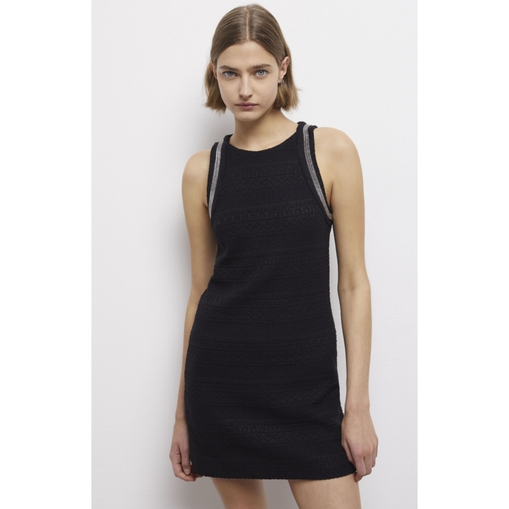 NWT The Kooples Asiago Knit Mini Dress, Size 2 (Medium), Color Black